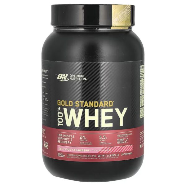 Optimum nutrition gold standard 100% whey protein 907g -delicious strawberry